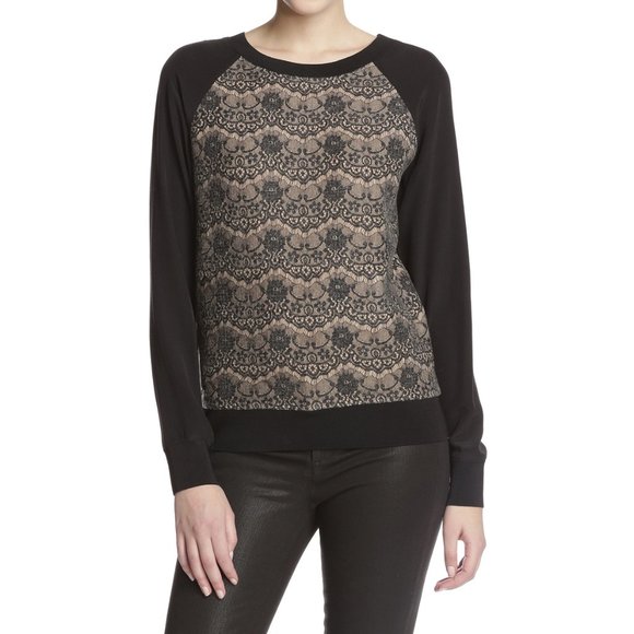 Rachel Roy NWT XS Lace Effect Sweater Blouse - Picture 3 of 7